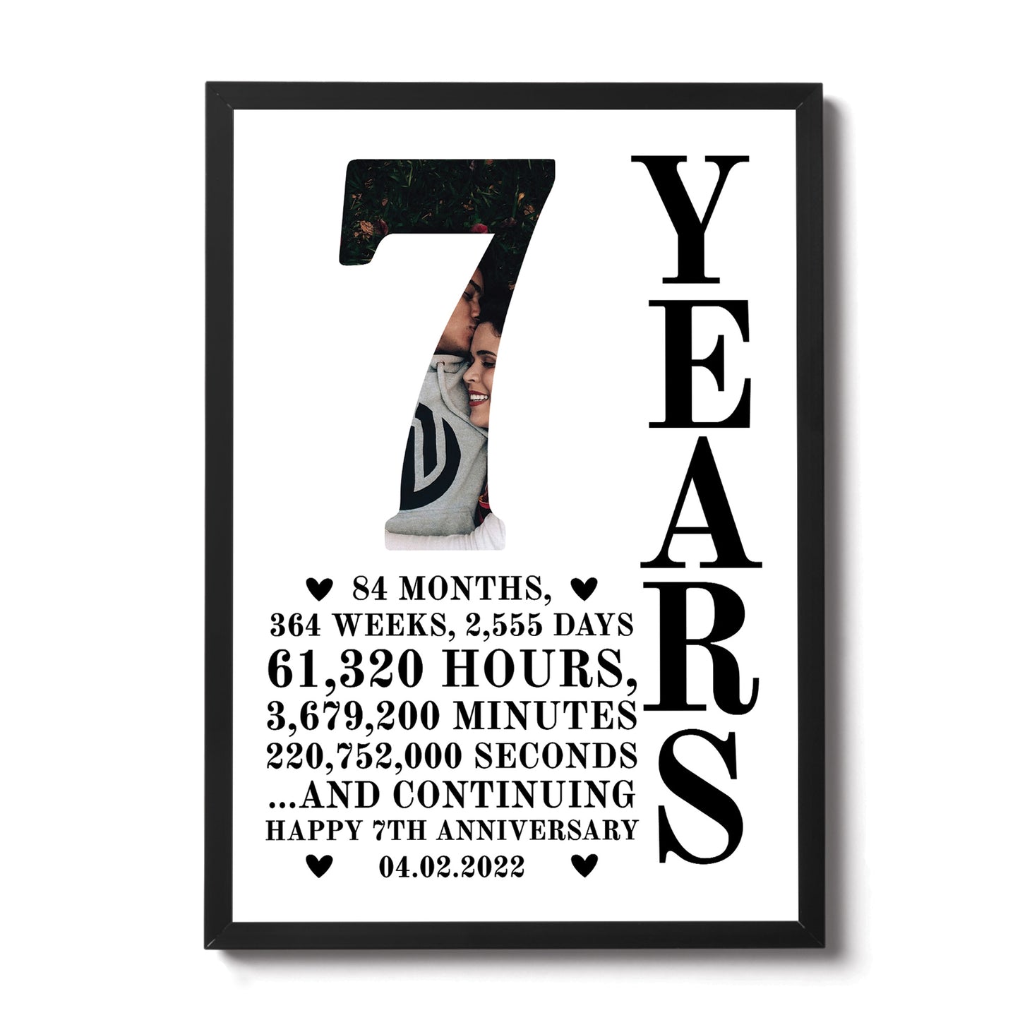 7th Anniversary Gift Framed Print Personalised Husband Wife