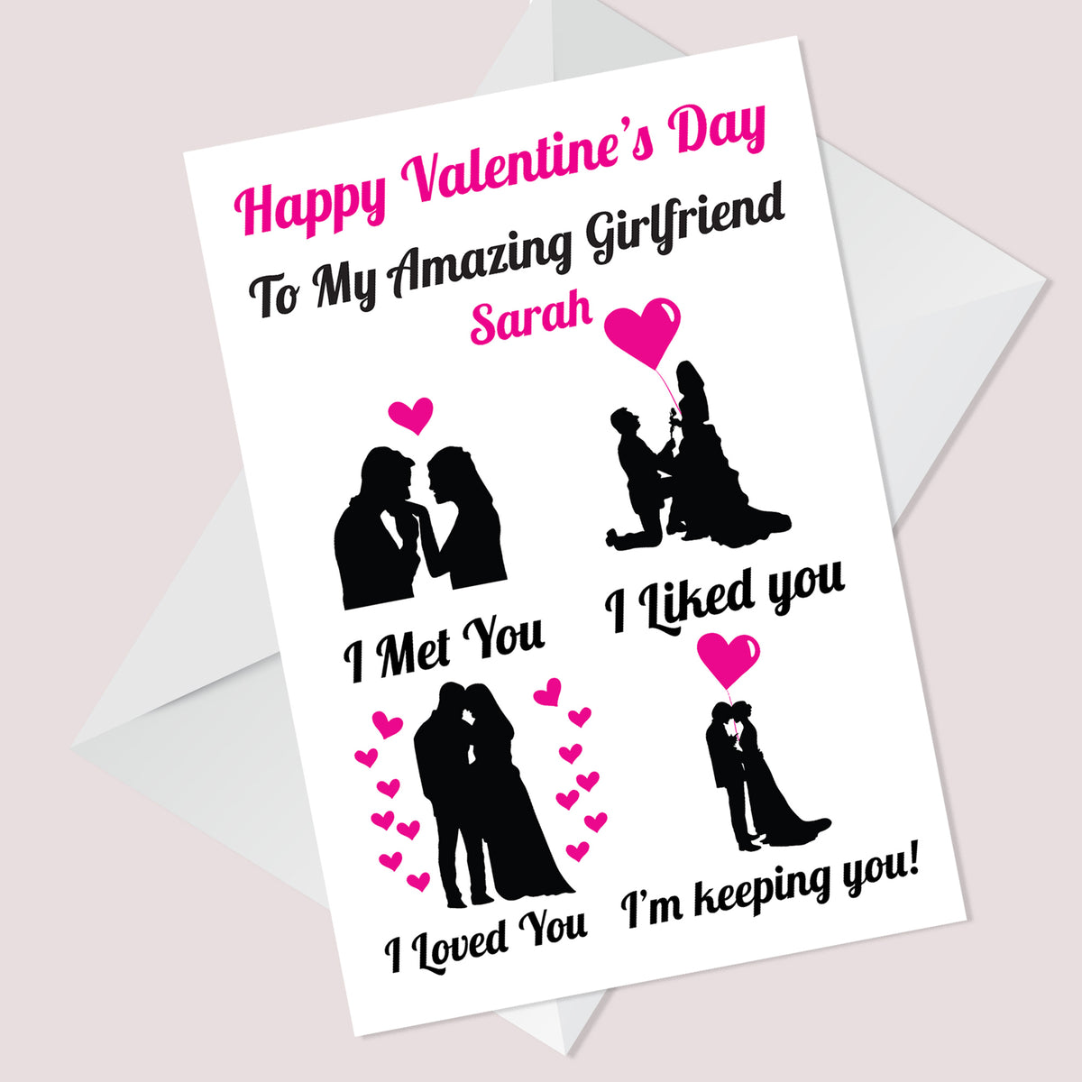 Personalised Valentines Day Card For Her Valentines Card