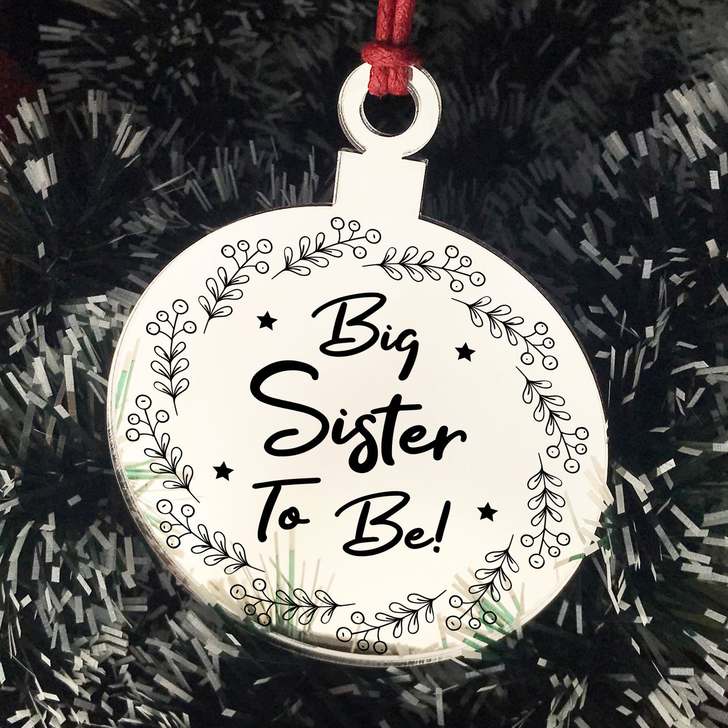 Big Sister To Be Hanging Christmas Tree Bauble Gift New Baby