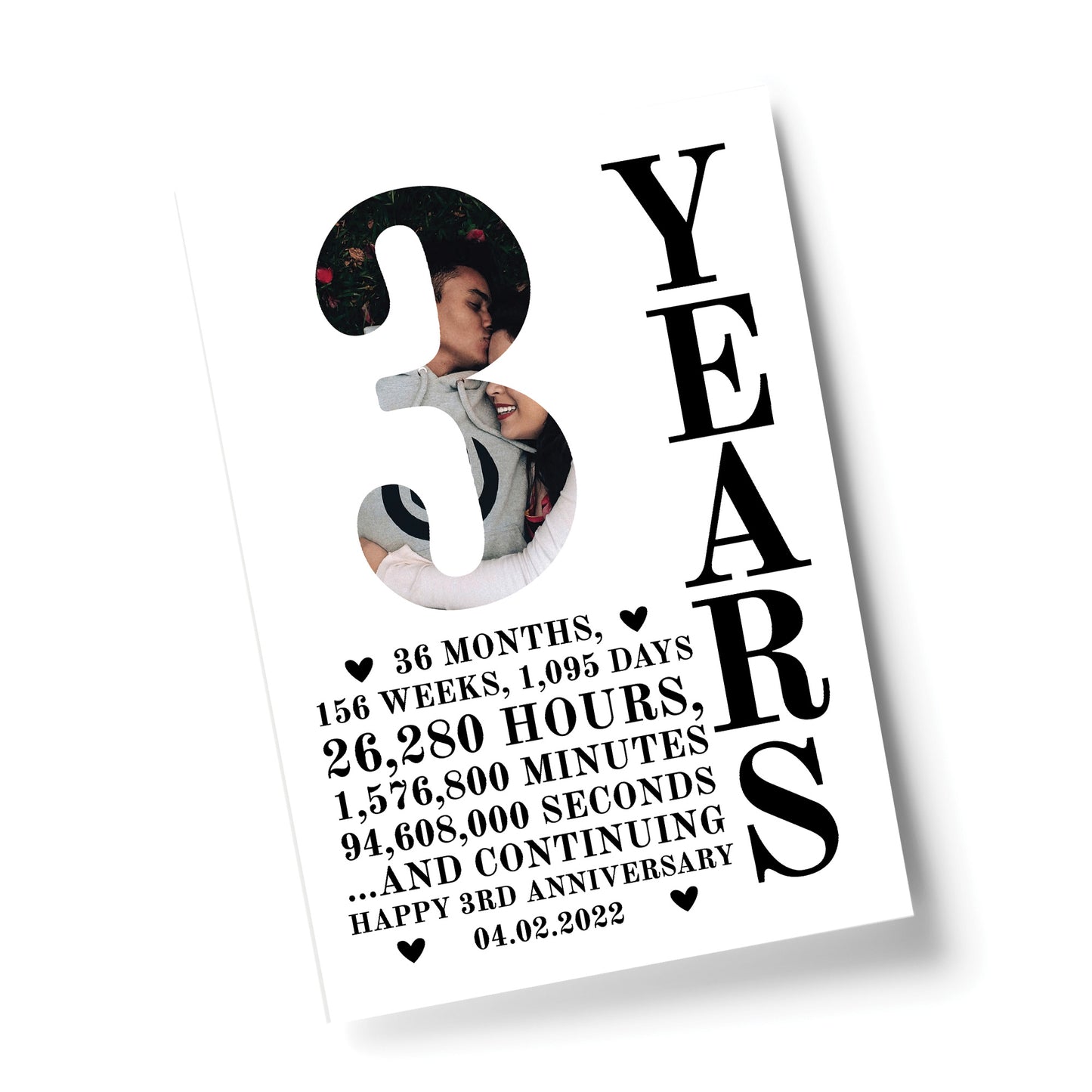 3rd Anniversary Gift Print Personalised Photo Husband Wife Him