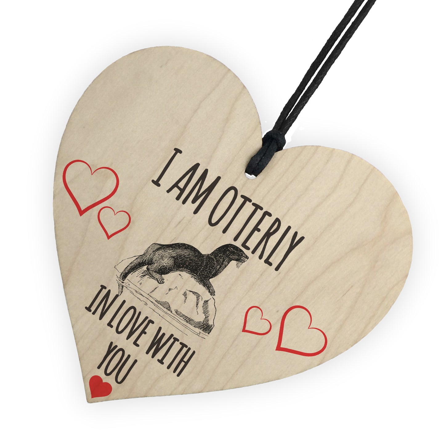 Otterly In Love With You Wooden Hanging Heart Plaque