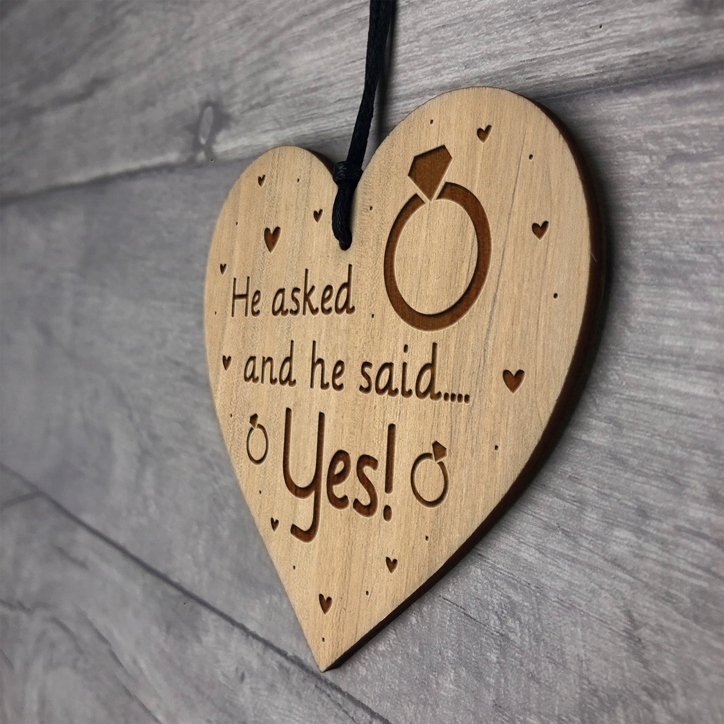 He Asked And He Said Yes Engagement Gift For Him Engraved Heart