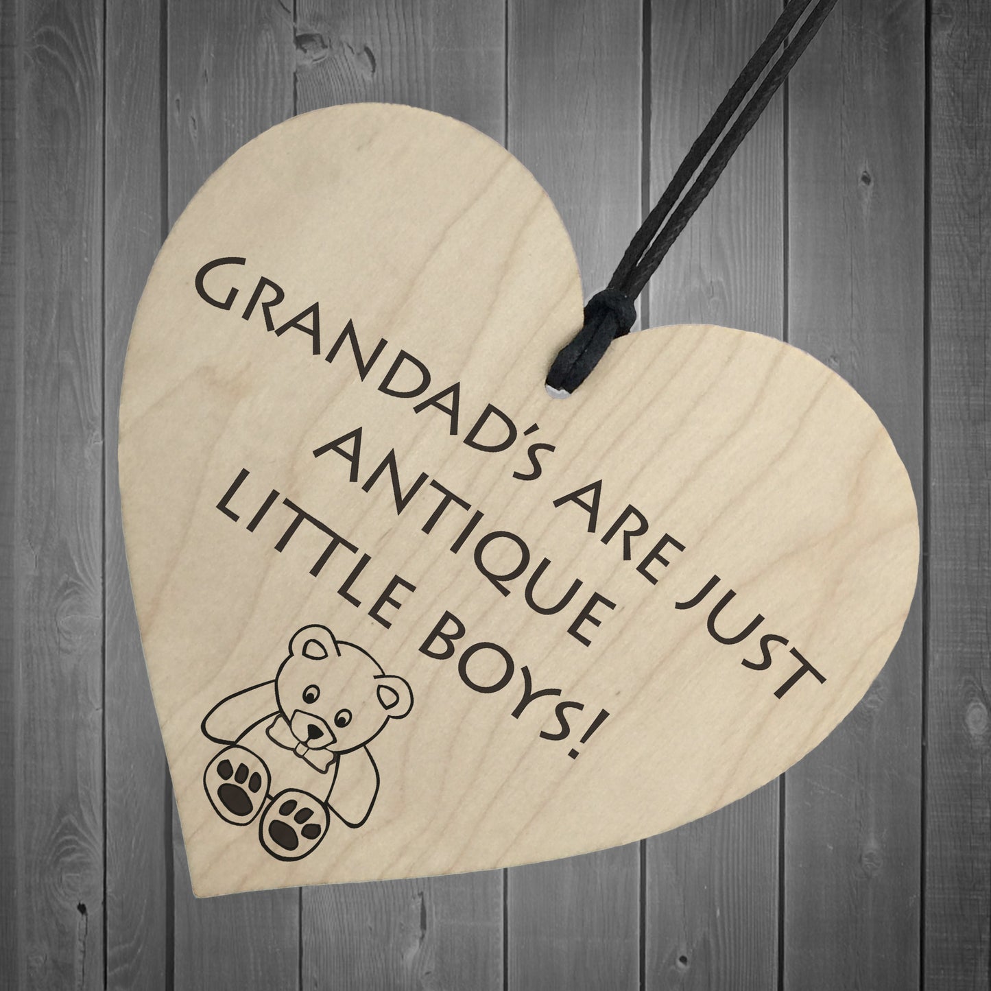 Grandads Antique Little Boys Novelty Wooden Hanging Heart