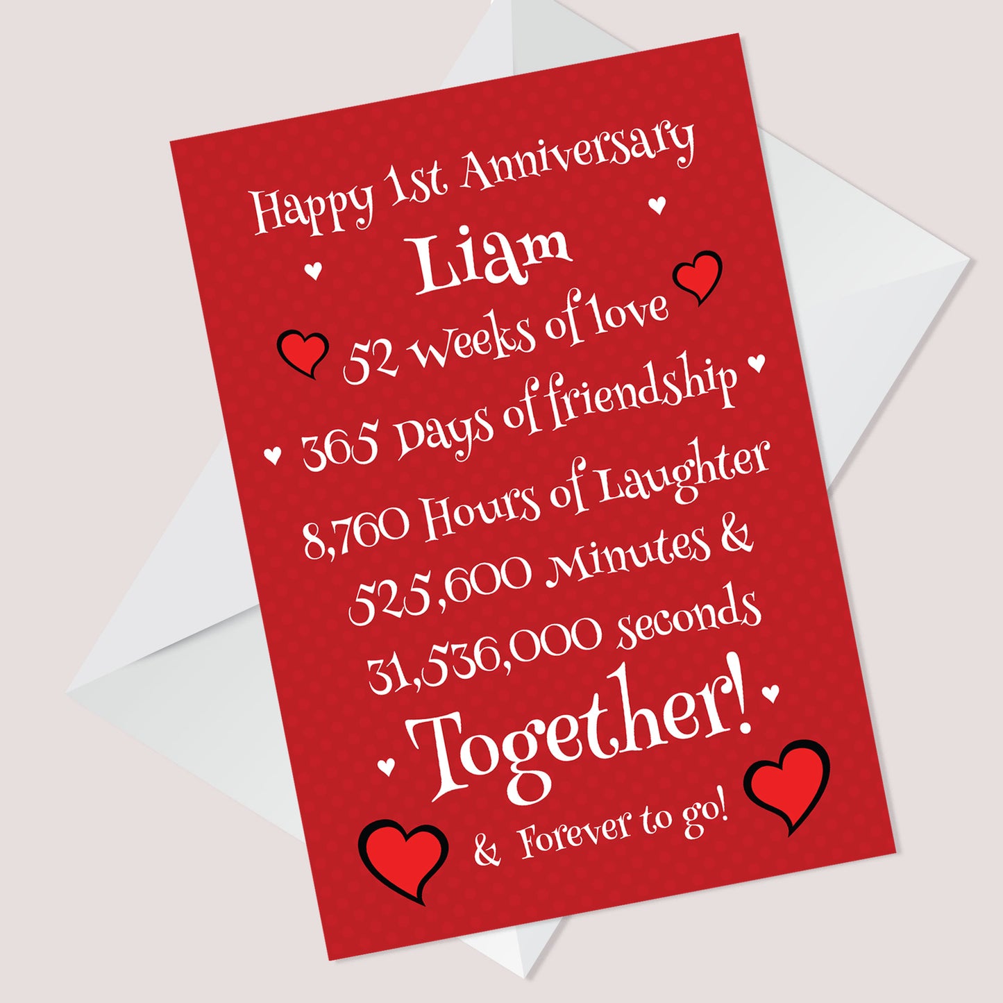 PERSONALISED 1st First Anniversary Card For Boyfriend Girlfriend