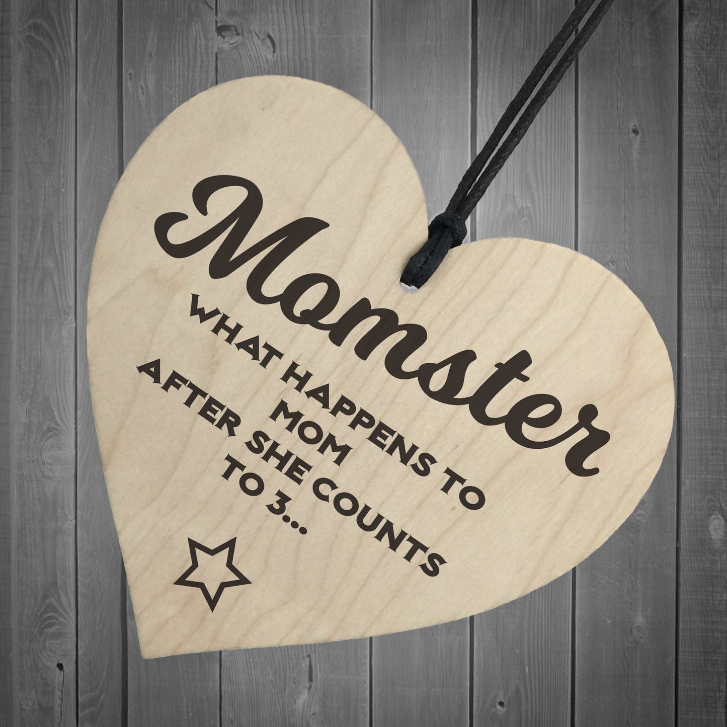 Momster Novelty Wooden Hanging Heart Plaque