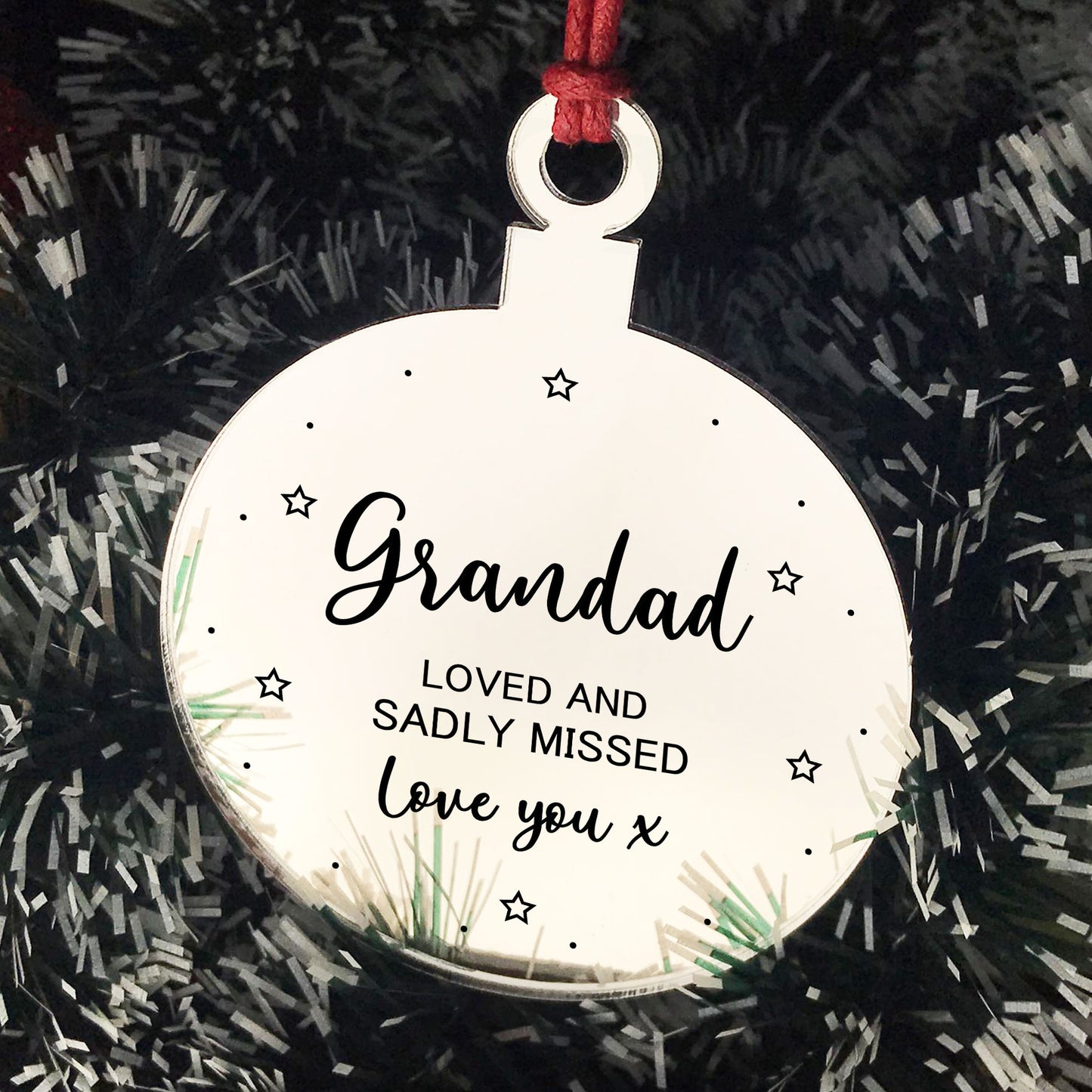 Grandad Memorial Gift Engraved Hanging Bauble In Memory Plaque