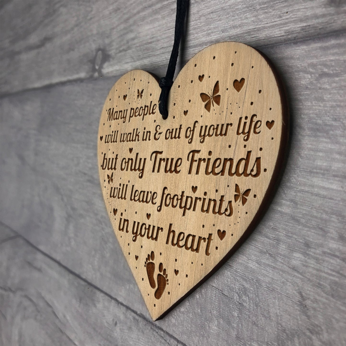 True Friends FRIENDSHIP SIGN Engraved Heart Best Friend Birthday