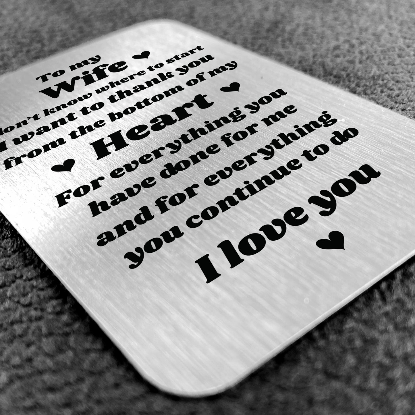 Gift For Wife For Anniversary Valentines Birthday Metal Card