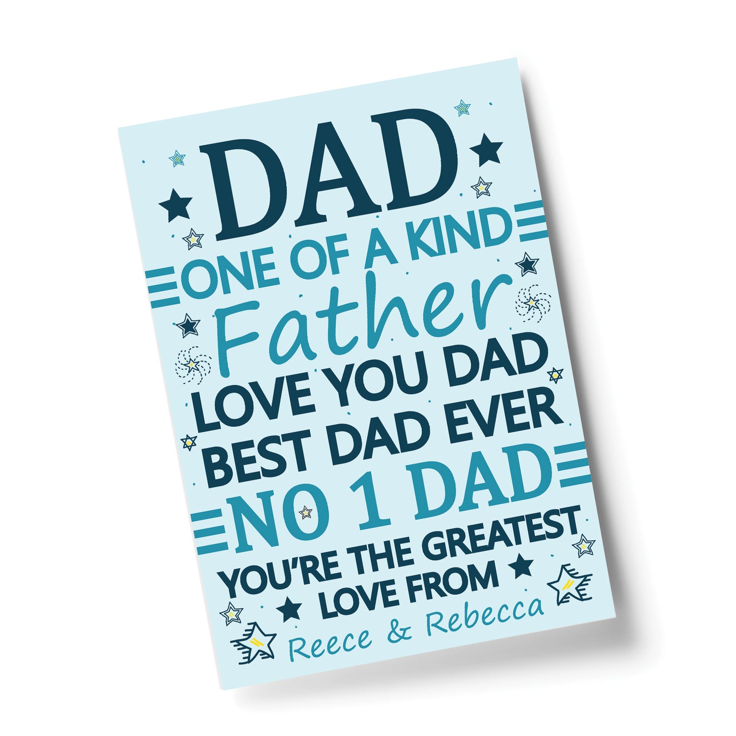 No 1 Dad Gift Dad Birthday Xmas Gift From Daughter Son Print