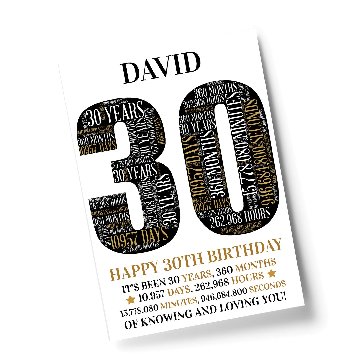 Personalised 30th Birthday Gift 30th Word Art Print 30th Gift