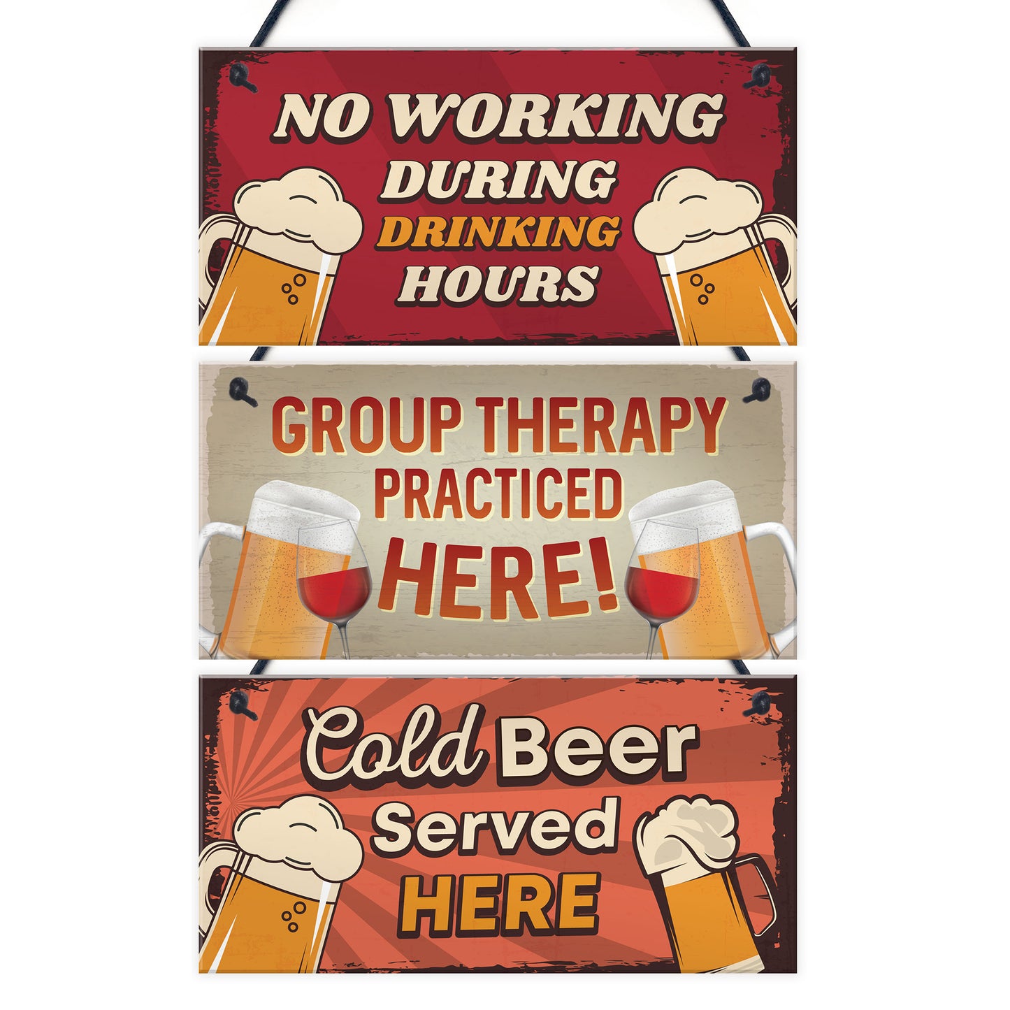 Funny Pack of 3 Retro Bar Signs For Home Bar Man Cave Beer