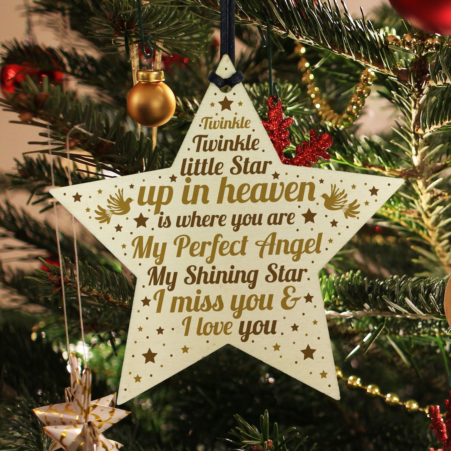 Mum Dad Nan Grandad Friend MEMORIAL Plaque Wood Star Keepsake