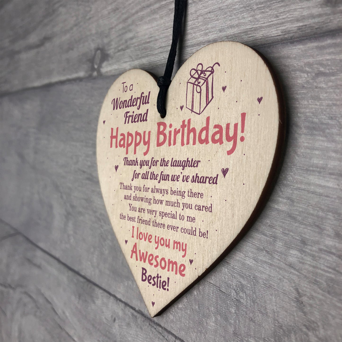Friendship Best Friend Plaque Happy Birthday Heart Gift Mum