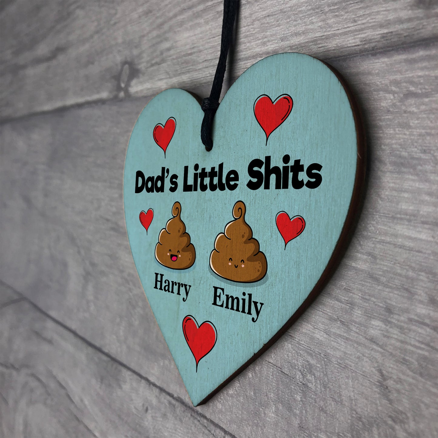 Personalised Funny Dad Gift Wooden Heart Fathers Day Birthday