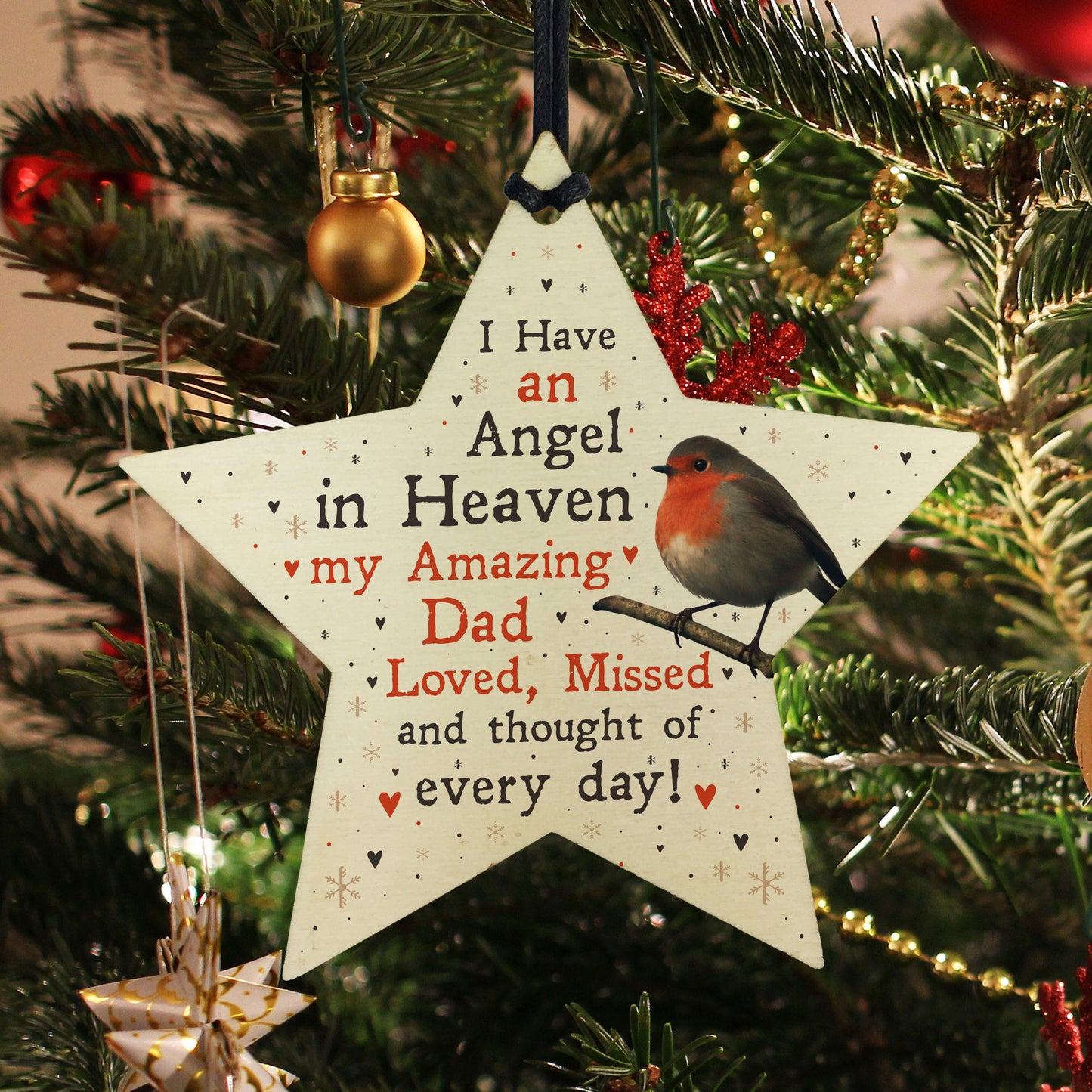 Robin Memorial Tree Hanging Decoration Dad Memorial Gift Star