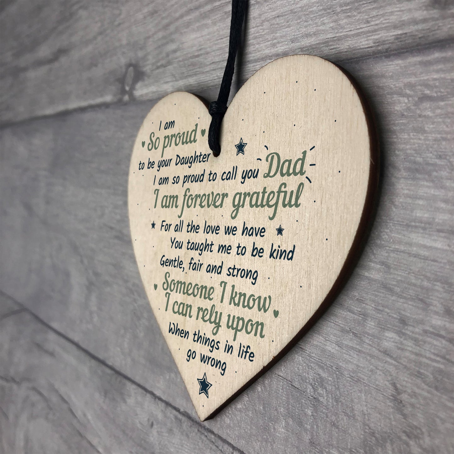 Fathers Day Birthday Gift For Dad Daddy Wood Heart Sign Daughter