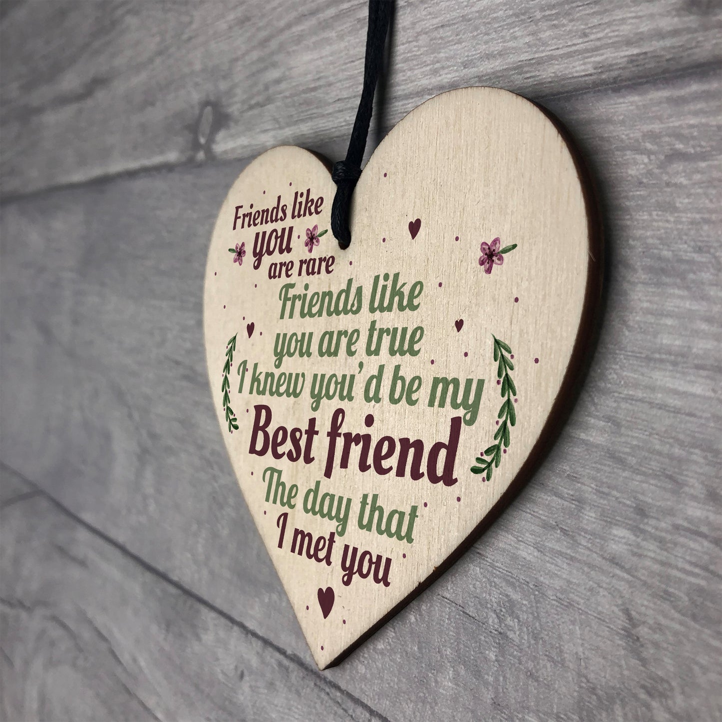Rare Best Friends Friendship Sign Wood Heart Birthday Plaque
