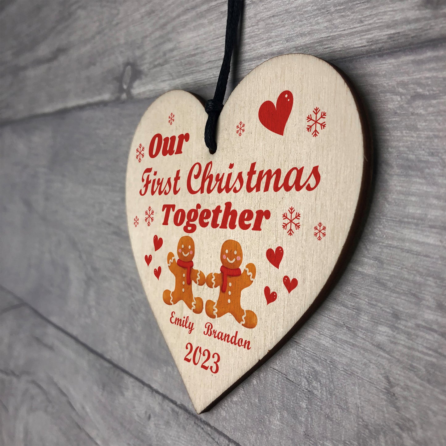 Personalised Our First Christmas Together Wood Christmas Decor