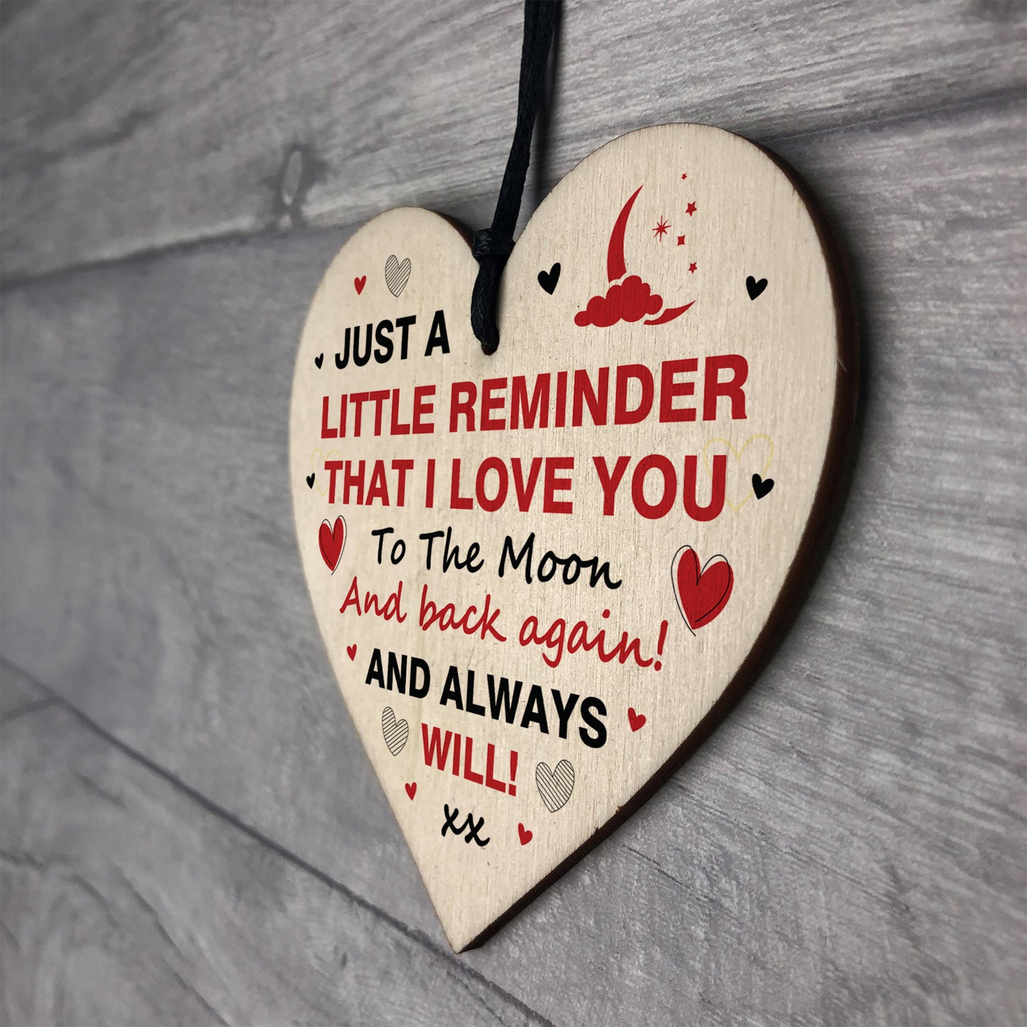 Love You To The Moon And Back Valentines Gift Wood Heart