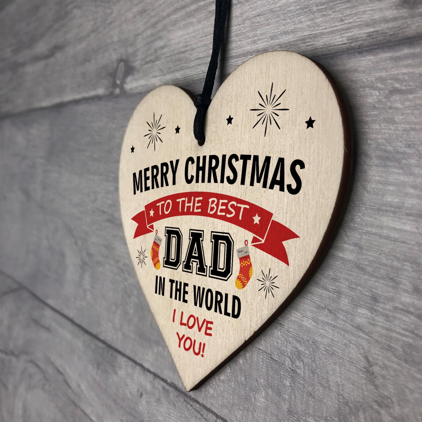 Dad Gift From Daughter Son Wooden Hanging Christmas Heart
