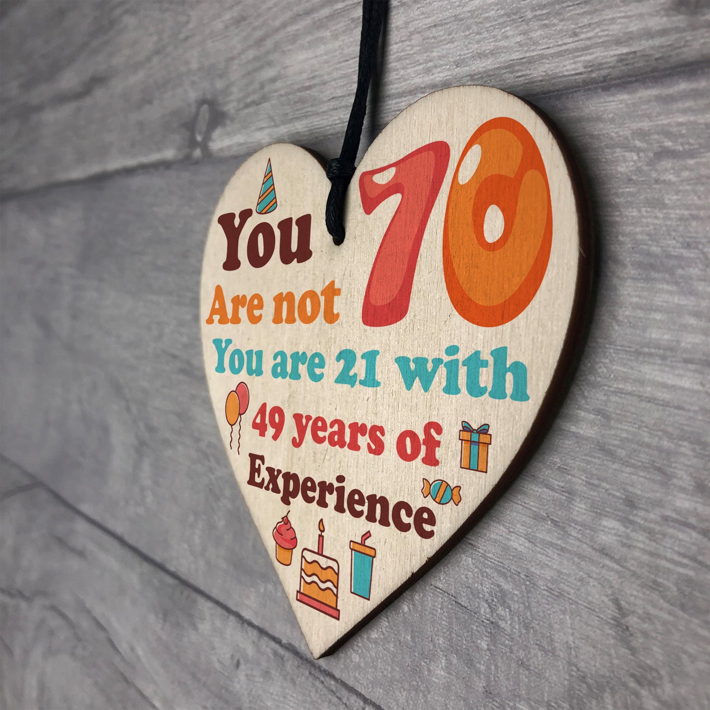 Funny 70th Birthday Gift For Men Women Novelty Wooden Heart