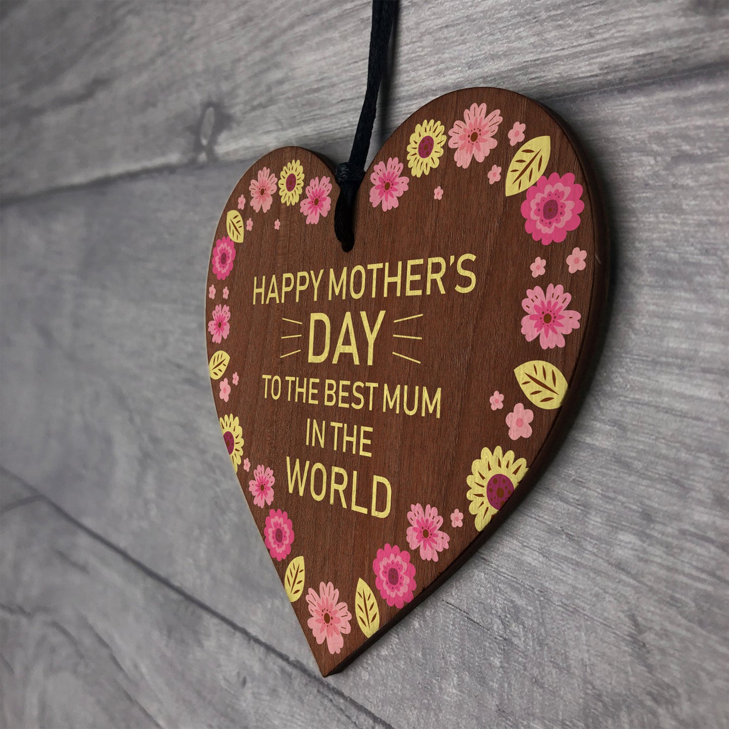 Mothers Day Best Mum In The World Wood Plaque Gift For Mum