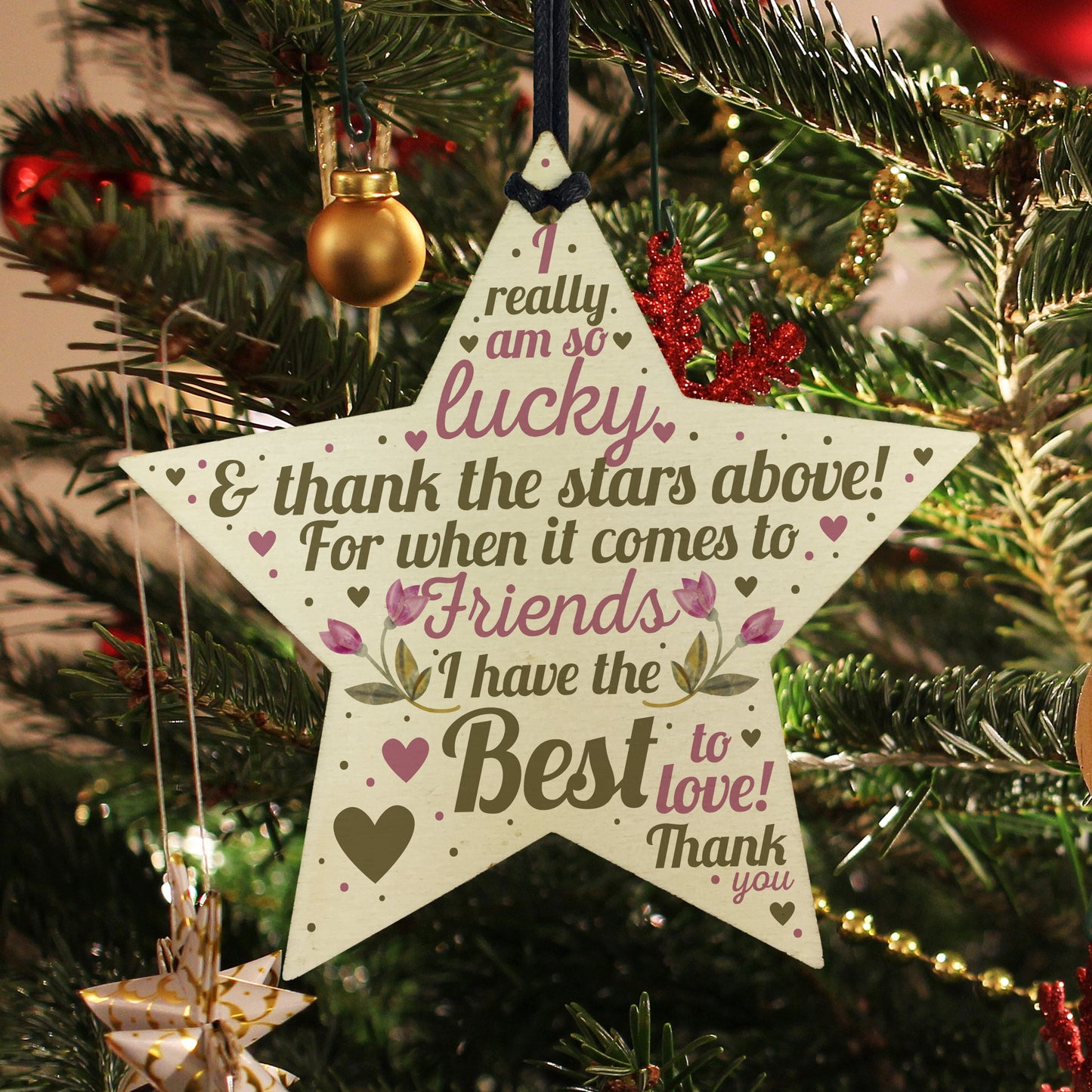 THANK YOU Friendship Plaque Wood Star Keepsake Gift Best Friend