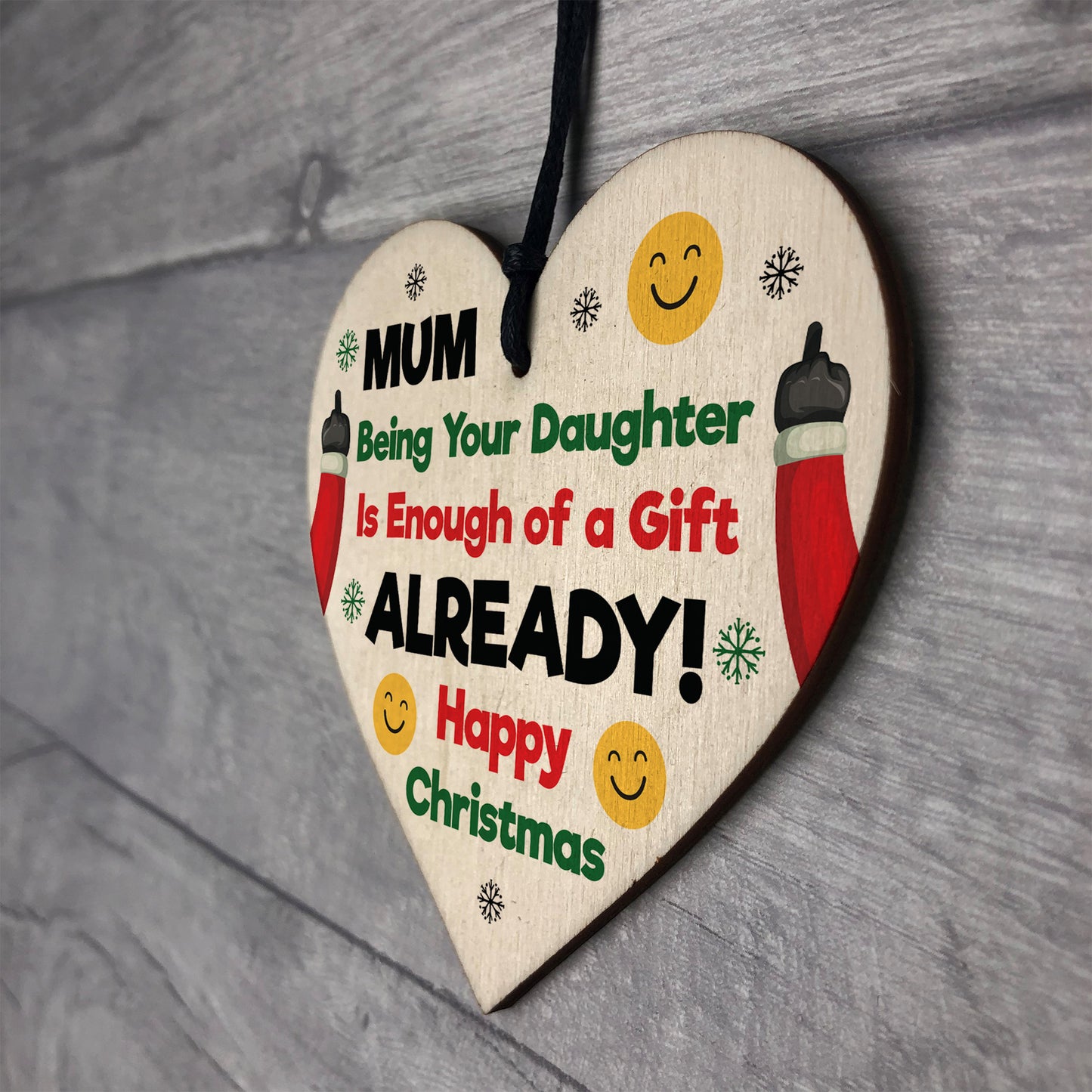Funny Christmas Gift For Mum From Daughter Wood Heart Joke Gift