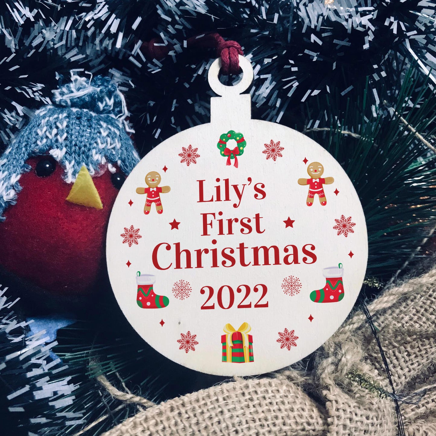 Personalised Christmas Bauble Baby's First Christmas 1st Xmas