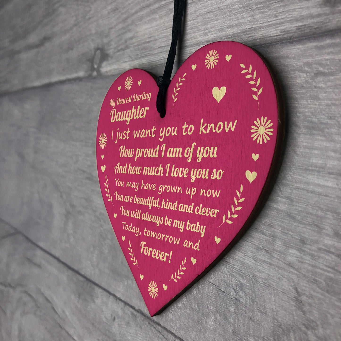 Daughter Gifts From Mum Wooden Hanging Heart Gift For Her