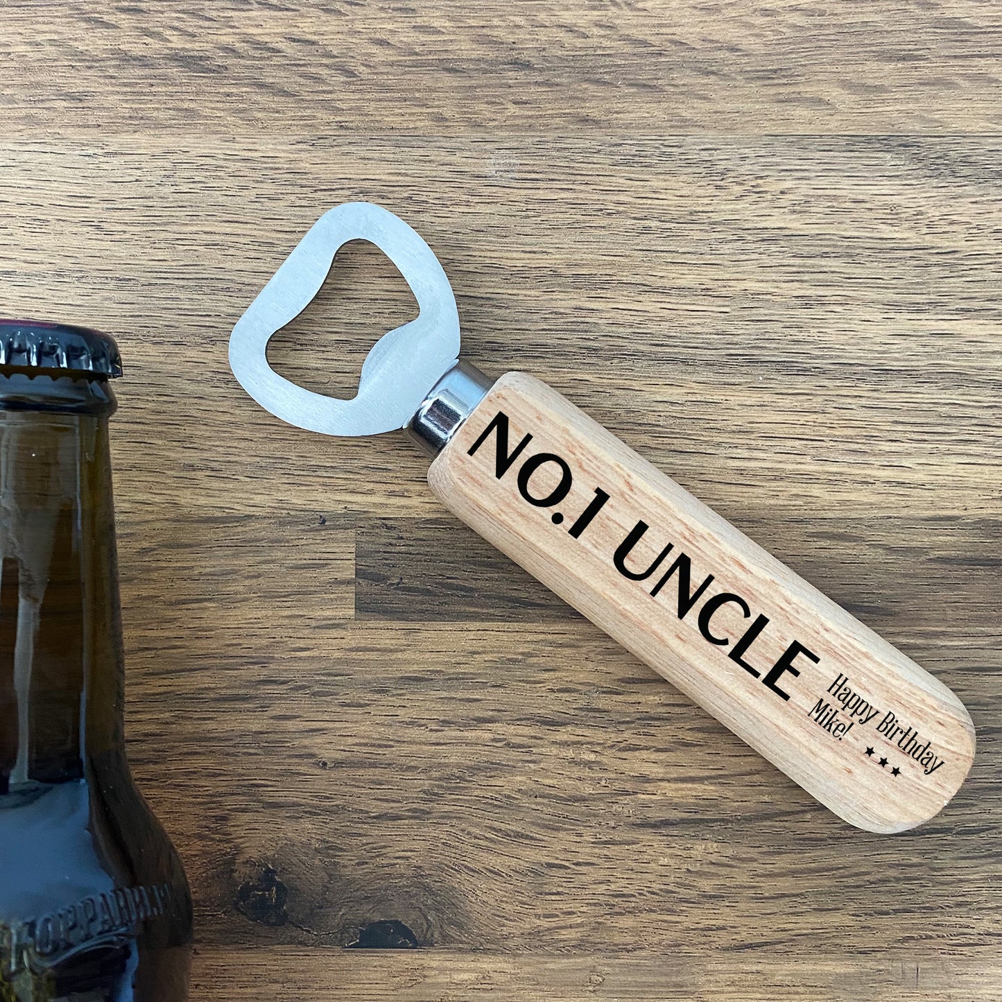 Personalised Birthday Wood Bottle Opener Gift For Uncle Novelty