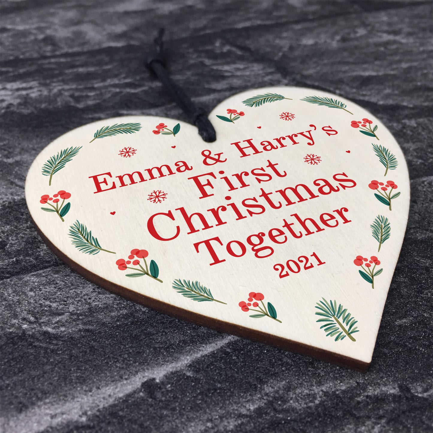 First 1st Christmas Together PERSONALISED Wood Xmas Gifts