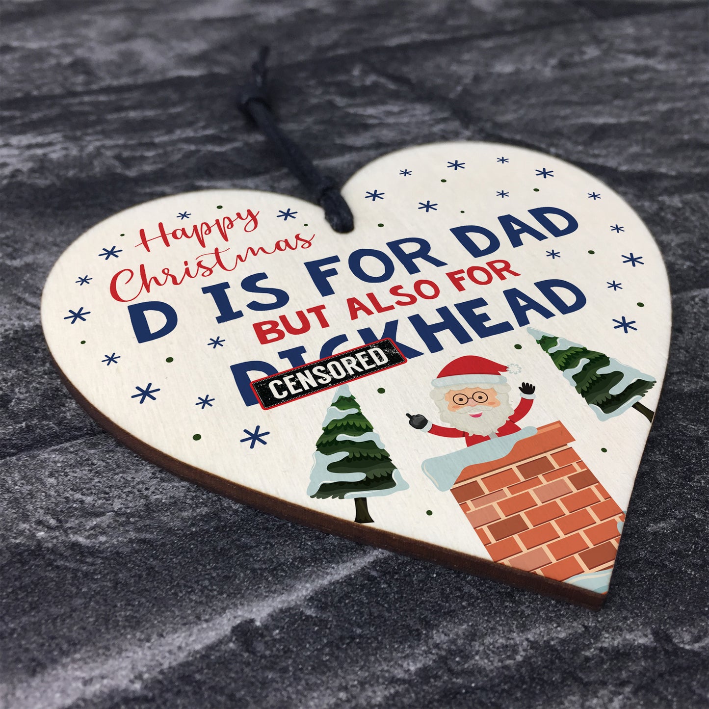 Rude Christmas Gift For Dad Funny Wooden Heart Gift For Him