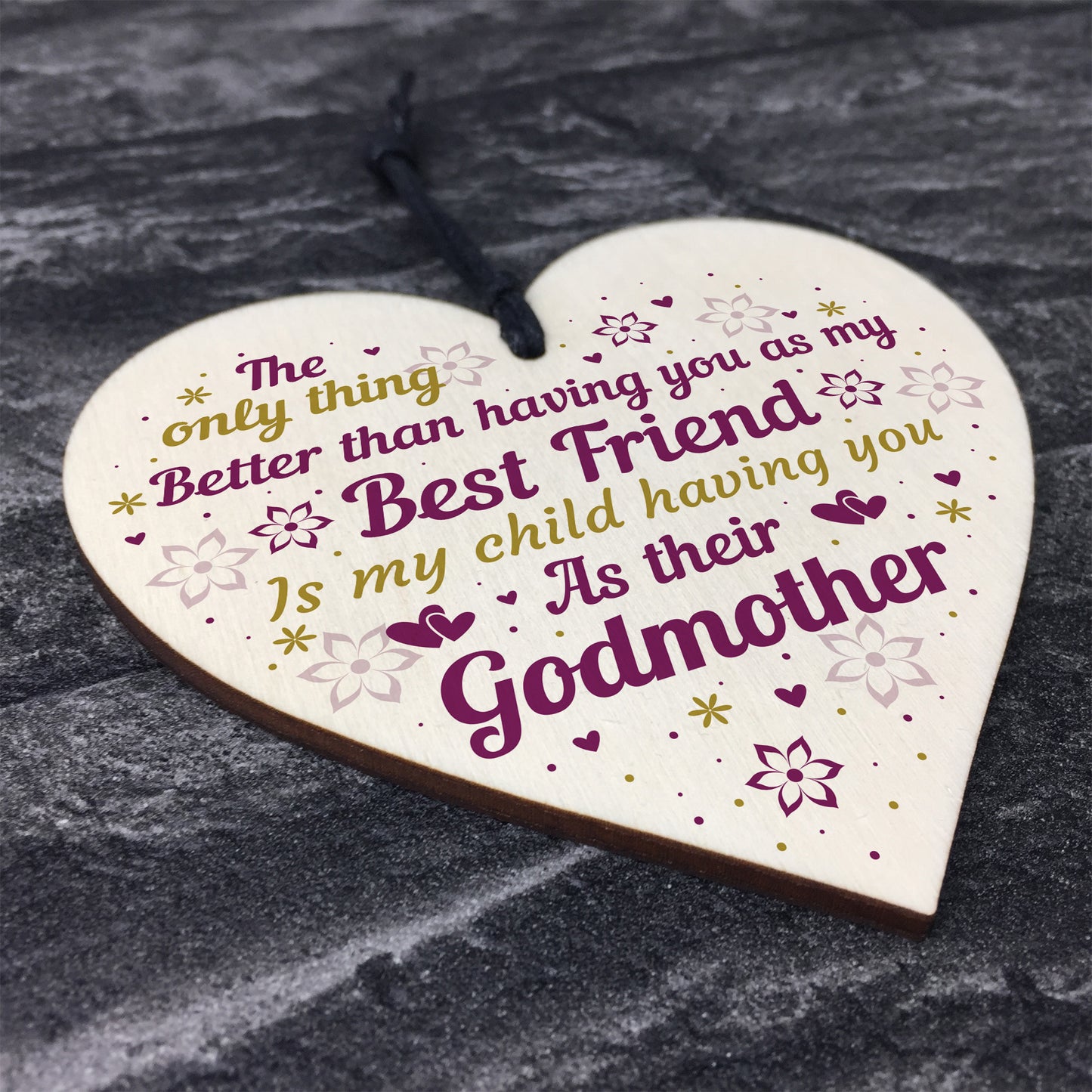 Best Friend Godmother Gifts Wooden Heart Plaque Thank You Friend