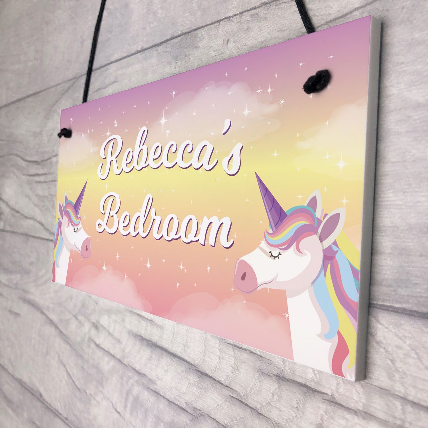 Personalised Colour Unicorn Door Name Plaque Girl Boy Bedroom