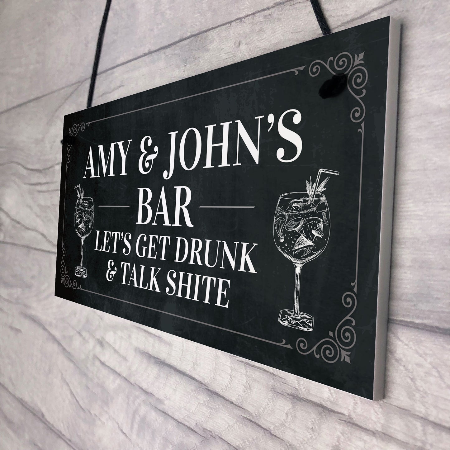 Hanging Home Bar Personalised Plaque Home Decor Man Cave Pub