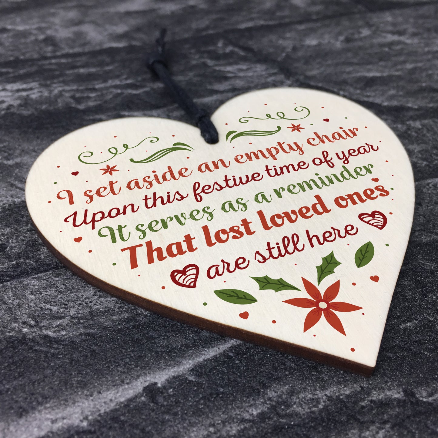 Handmade Wooden Heart Plaque Christmas Memorial Tree Bauble