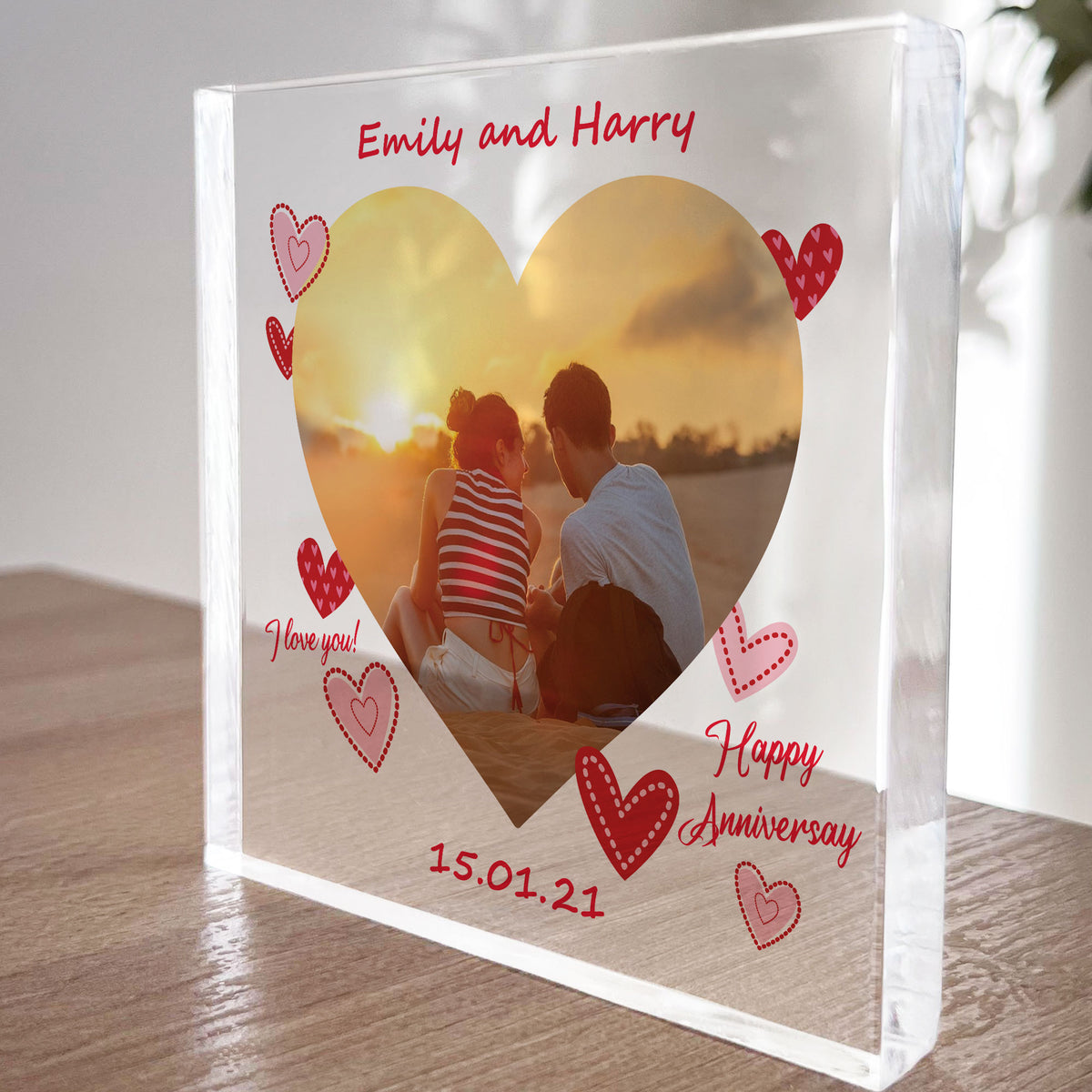 Personalised Photo Block 1st 2nd 10th 20th Anniversary Gift