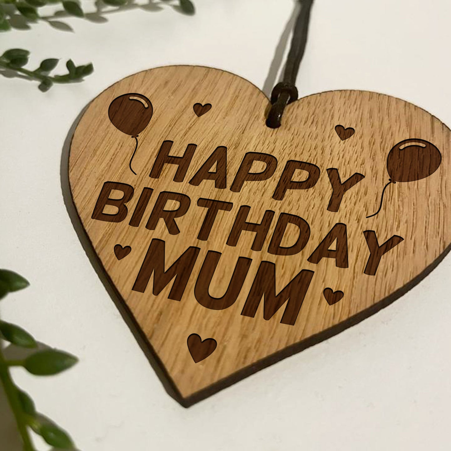 Birthday Gift For Mum Wood Engraved Heart 30th 40th 50th