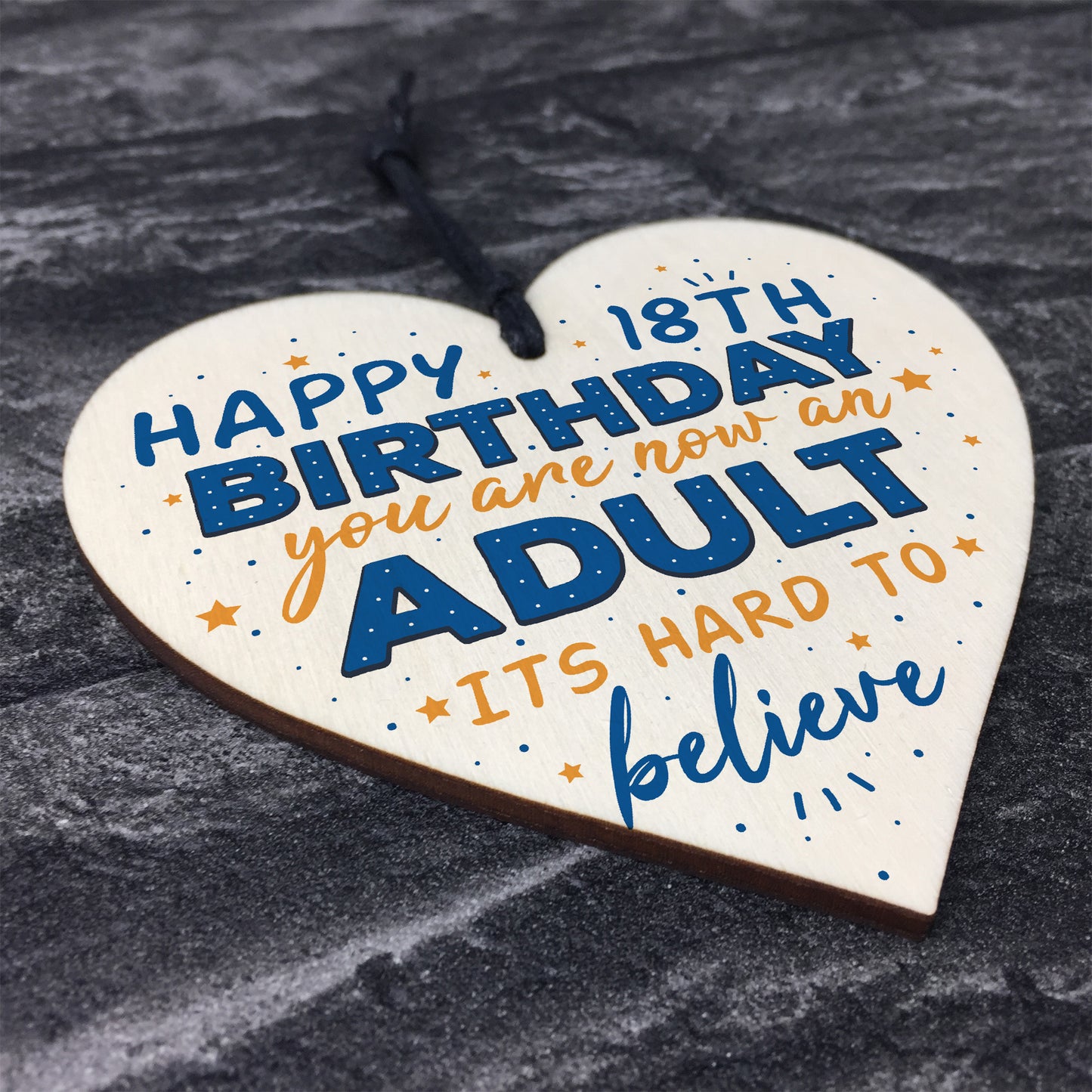 Happy 18th Birthday Gift Heart Wooden Plaque Chic Keepsake Sign