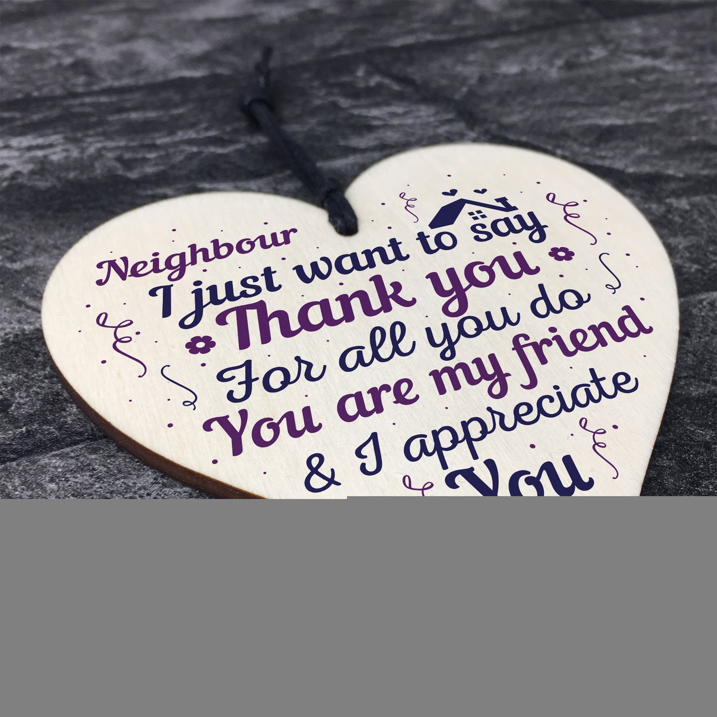Neighbour Thank You Gift Handmade Wooden Heart Sign Friendship