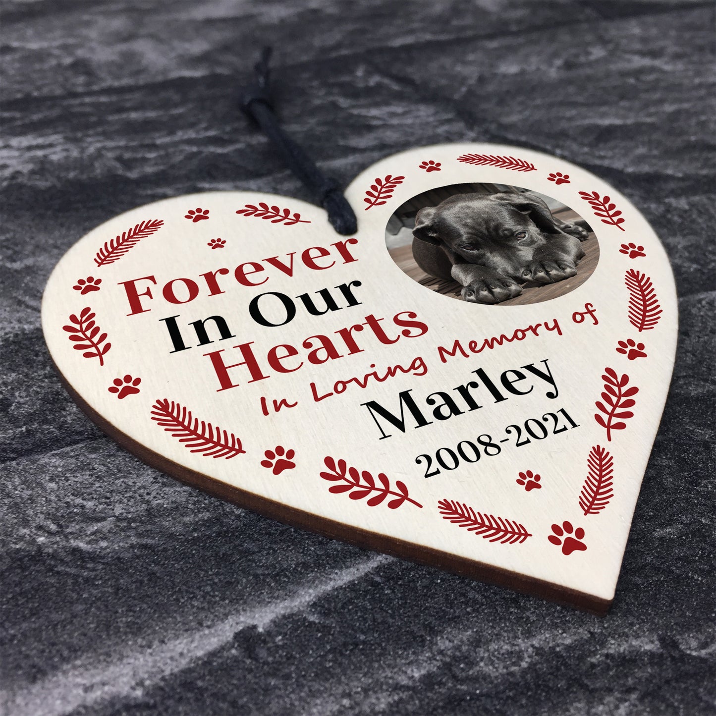 Memorial Gift For Dog Pet Wooden Heart Personalised Decoration