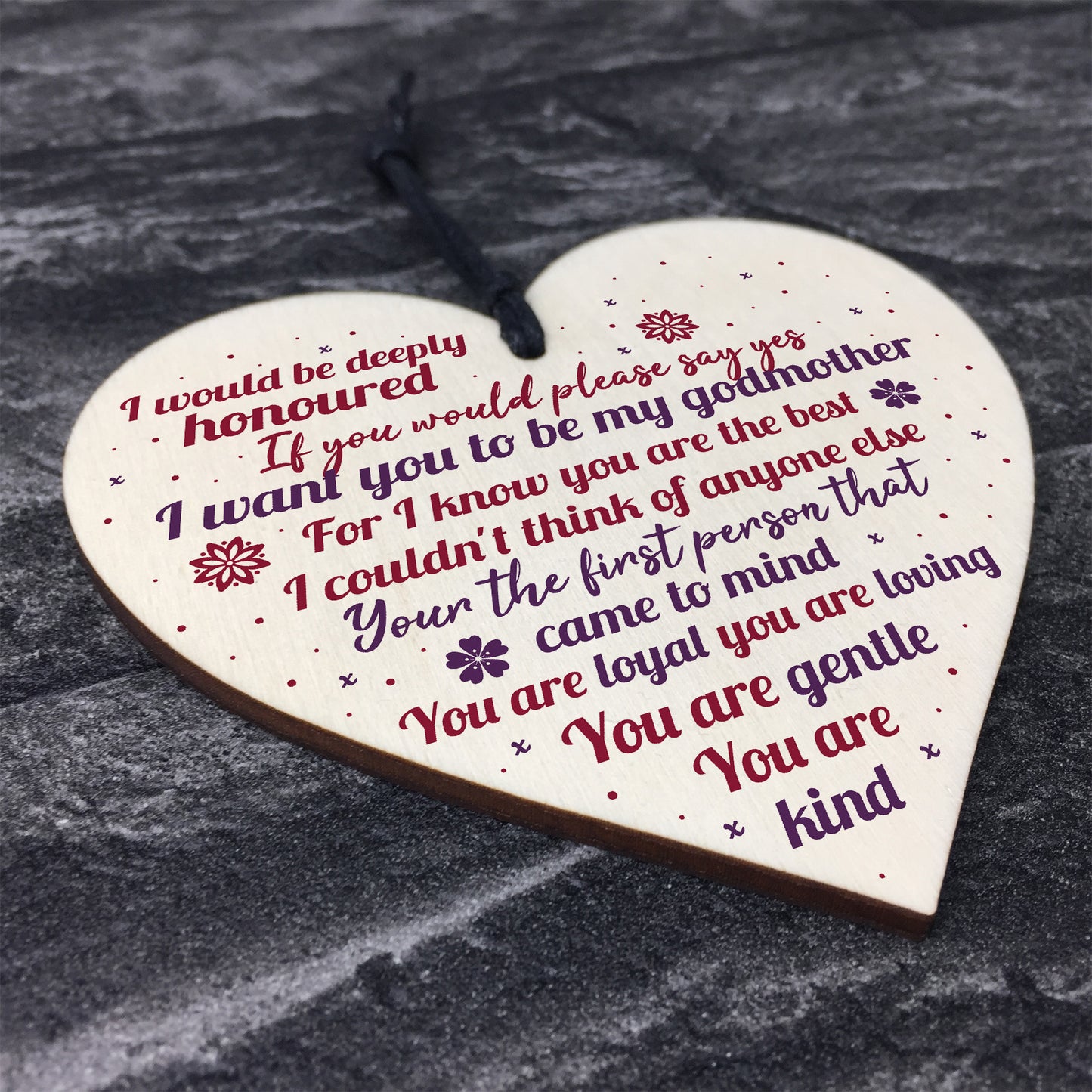 Godmother Wooden Heart Keepsake Thank You Gift Christening
