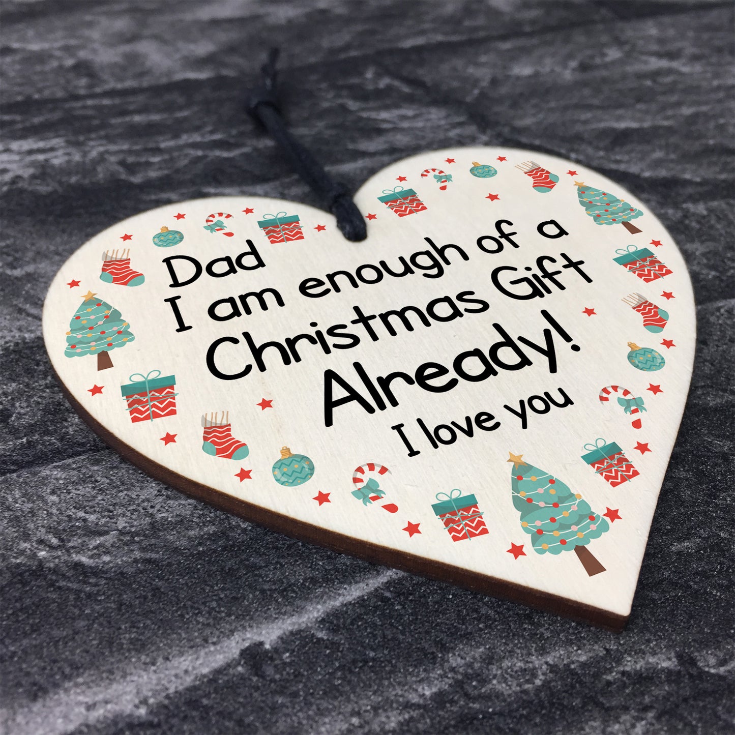 Funny Dad Christmas Gift From Daughter Son Novelty Wood Heart