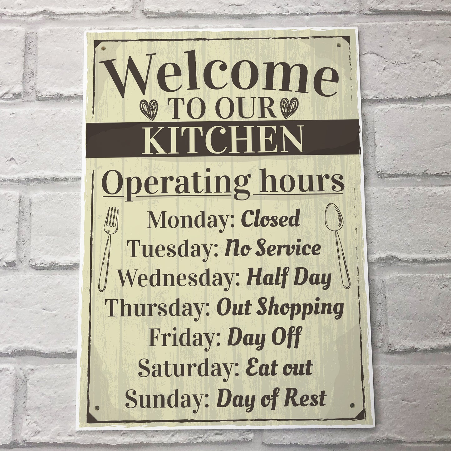 Kitchen Sign Humorous Plaque Vintage Retro Wall Shabby Chic