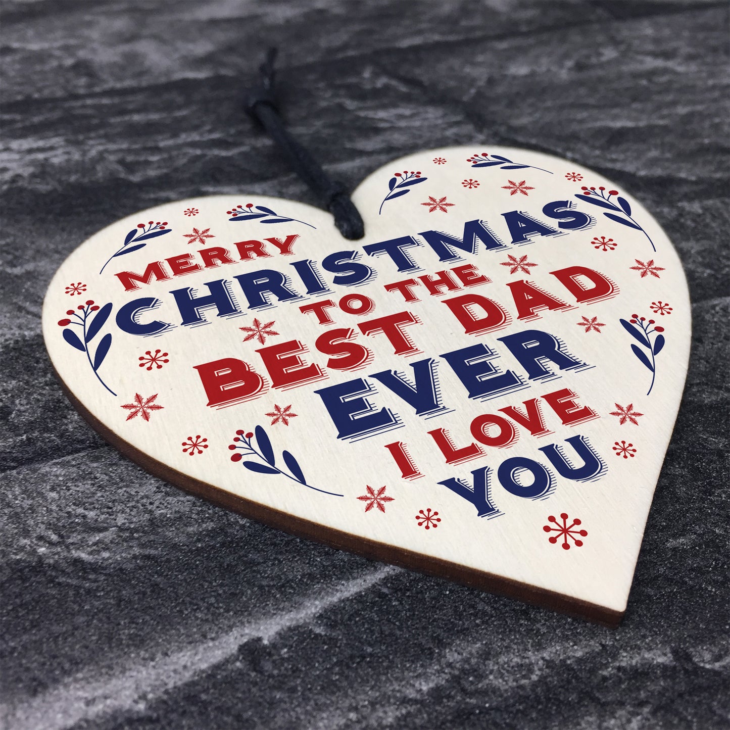 Christmas Gift For Dad Hanging Wood Heart Bauble Gift For Him