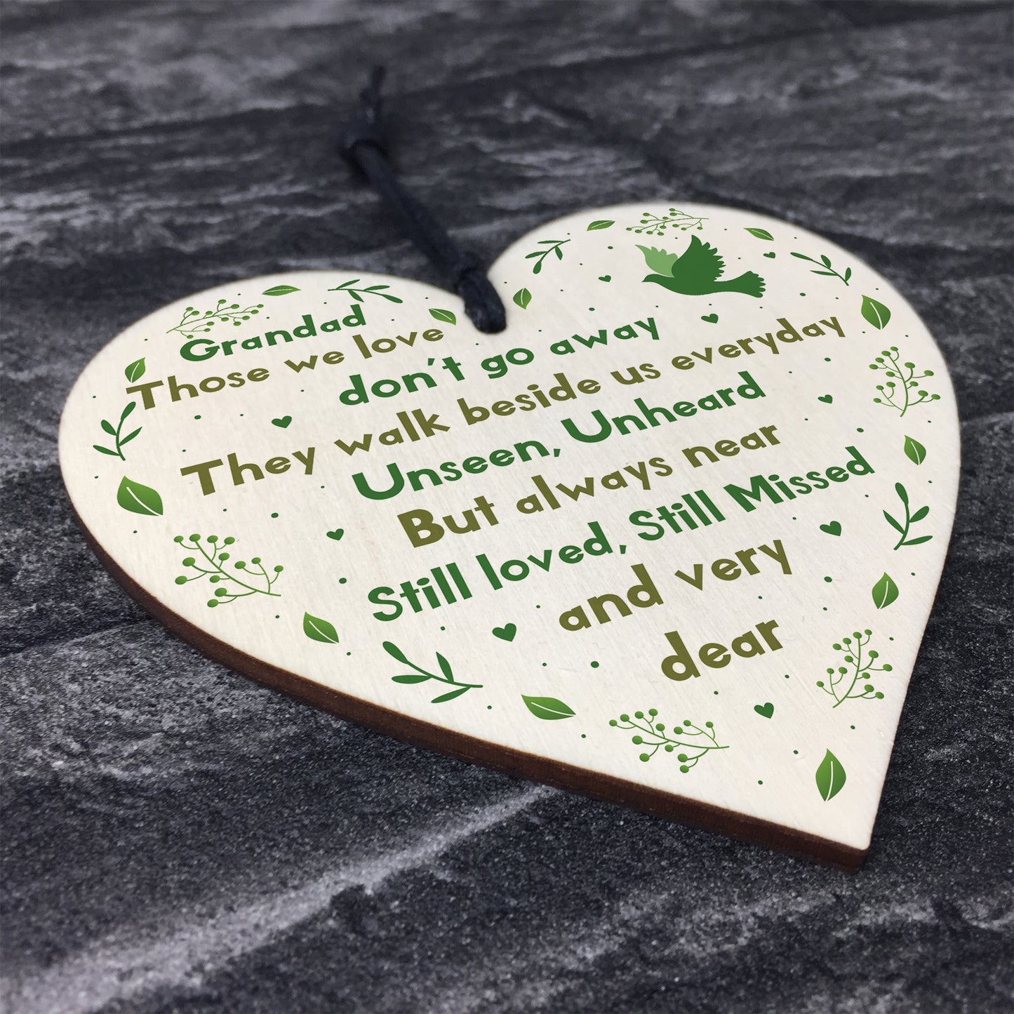 Grandad Christmas Memorial Decoration Wood Heart Memorial Sign