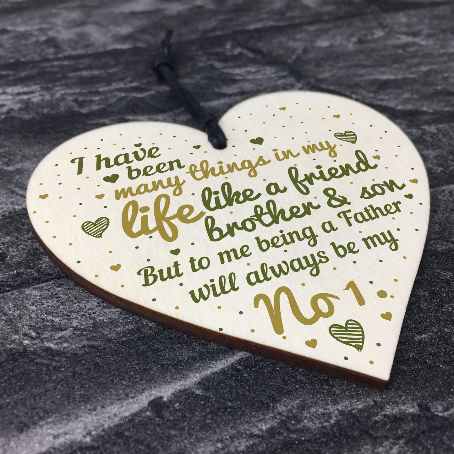 Dad Daddy Father Son Friendship Gift Wooden Heart Chic Plaque