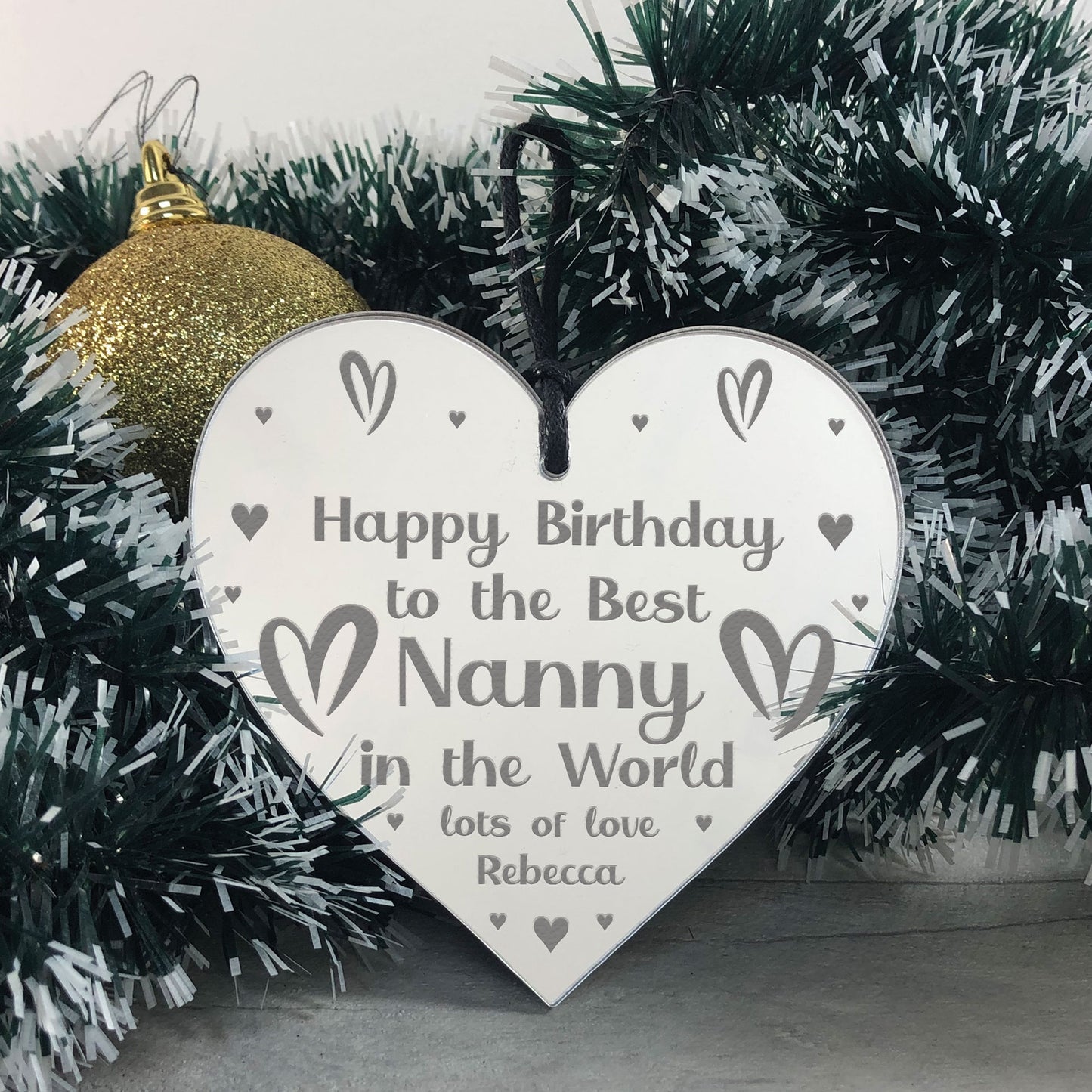 Birthday Gift For Nanny Hanging Engraved Heart Nanny Gift