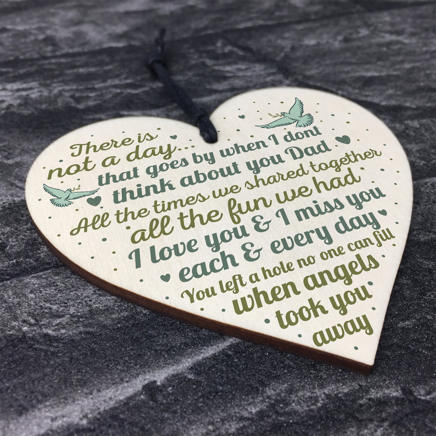 Dad Memorial Grave Plaques Wood Heart Christmas Tree Bauble Gift